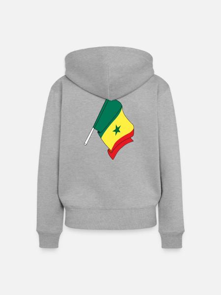 Flagge von Senegal - Frauen Premium Bio Zip Hoodie - Grau meliert