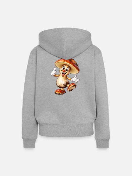 Lustiger Pilz - Frauen Premium Bio Zip Hoodie - Grau meliert