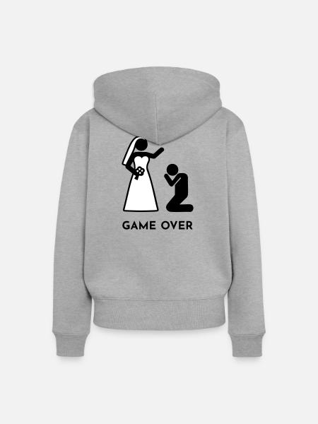 Hochzeit - Das Spiel ist vorbei - Frauen Premium Bio Zip Hoodie - Grau meliert