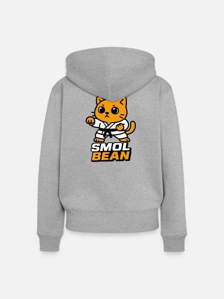 Katzenkämpfer im Dojo - Frauen Premium Bio Zip Hoodie - Grau meliert