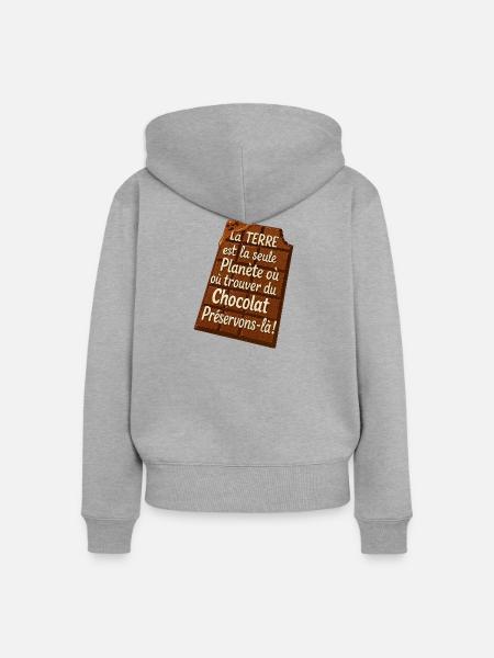 Schokoladenerde Rette es - Frauen Premium Bio Zip Hoodie - Grau meliert