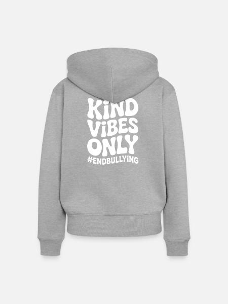 Freundliche Vibes, nur gegen Mobbing. - Frauen Premium Bio Zip Hoodie - Grau meliert