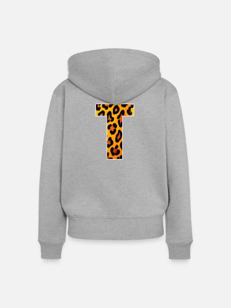 Leopard_Buchstabenmuster_-_T - Frauen Premium Bio Zip Hoodie - Grau meliert