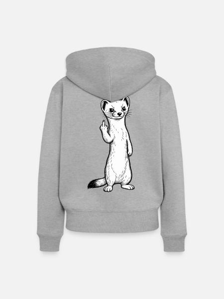 Hermelinfinger-Brittany - Frauen Premium Bio Zip Hoodie - Grau meliert