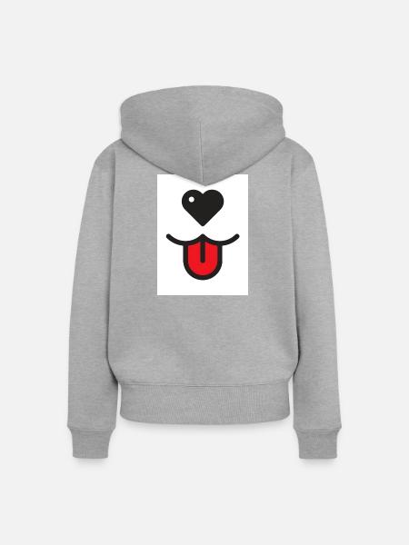 Hundegesicht mit Herz - Frauen Premium Bio Zip Hoodie - Grau meliert