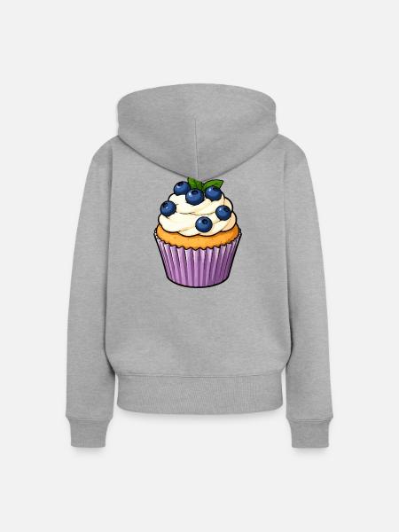 Blaubeer Cupcake Illustration - Frauen Premium Bio Zip Hoodie - Grau meliert