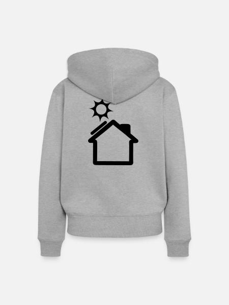 Sonnenkollektor auf Hauslogo - Frauen Premium Bio Zip Hoodie - Grau meliert