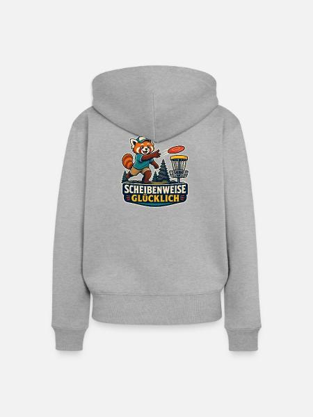 Scheibenweise glücklich – Discgolf - Frauen Premium Bio Zip Hoodie - Grau meliert