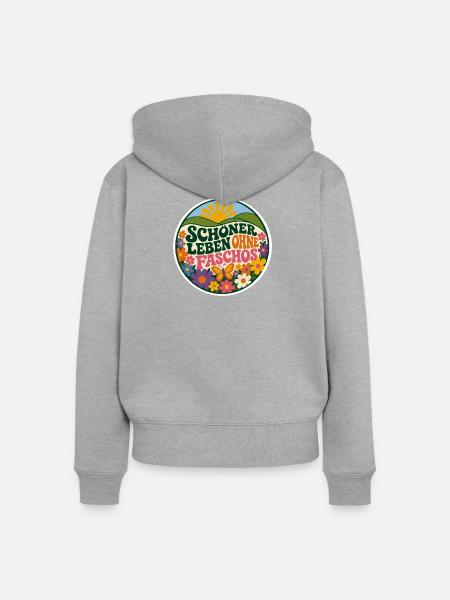 Schöner leben ohne Faschos - Frauen Premium Bio Zip Hoodie - Grau meliert