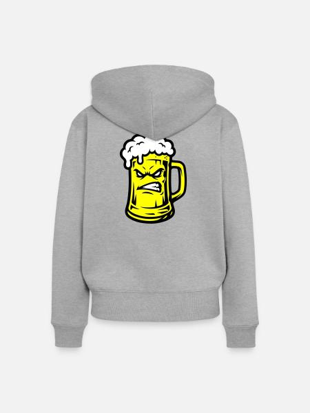 Bier Comic - Frauen Premium Bio Zip Hoodie - Grau meliert