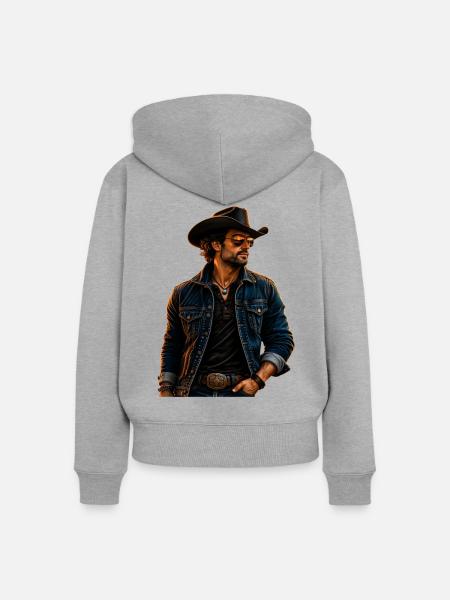 Cowboy Western Style - Frauen Premium Bio Zip Hoodie - Grau meliert