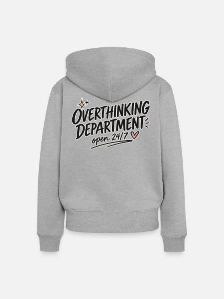 Overthinking Department – Open 24/7 - Frauen Premium Bio Zip Hoodie - Grau meliert