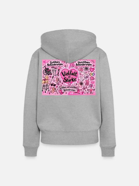 Vielfalt ist Stärke Herzdesign - Frauen Premium Bio Zip Hoodie - Grau meliert