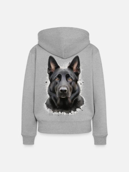 schwarzer Schäferhund - Frauen Premium Bio Zip Hoodie - Grau meliert