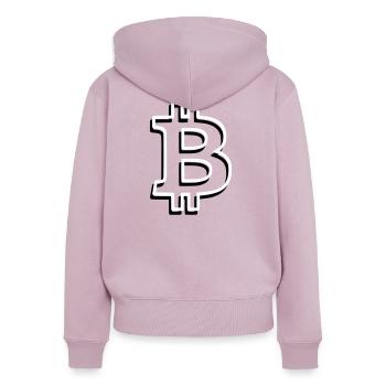 Bitcoin Logo Outline Neon Minimalistisch - Frauen Premium Bio Zip Hoodie - Altrosa - Hinten - Julia (174cm)