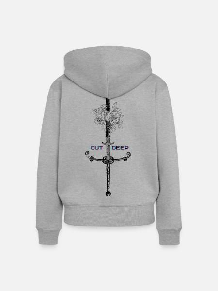 Cyber-Rose - Frauen Premium Bio Zip Hoodie - Grau meliert