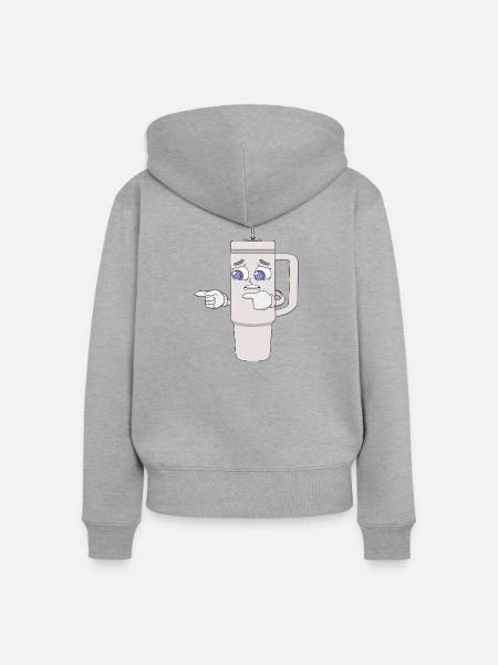 Besorgtes Shaker-Cup-Maskottchen - Frauen Premium Bio Zip Hoodie - Grau meliert