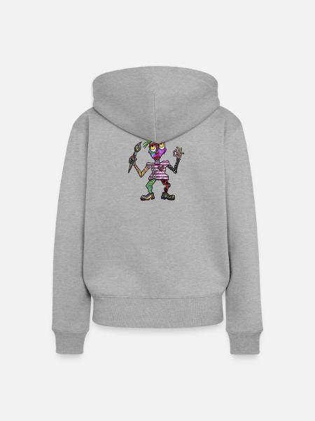 Vibrante Patchwork Wesen - Frauen Premium Bio Zip Hoodie - Grau meliert