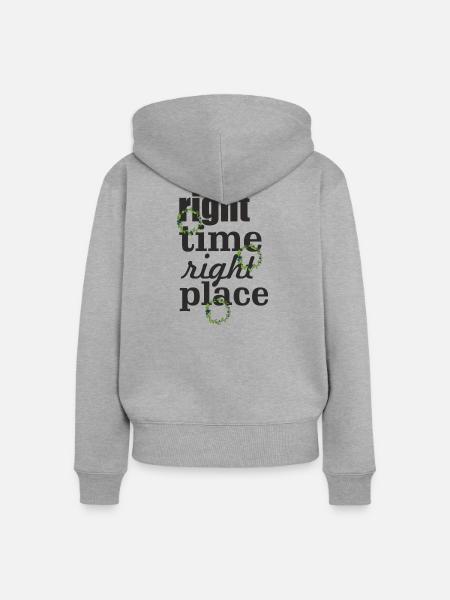 right time right place - Frauen Premium Bio Zip Hoodie - Grau meliert