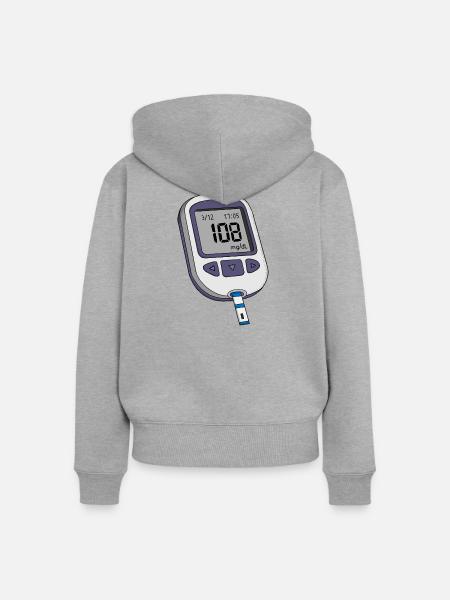 Glukosemessgerät - Frauen Premium Bio Zip Hoodie - Grau meliert