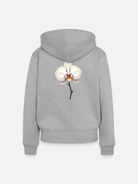 Weisse Orchidee - Frauen Premium Bio Zip Hoodie - Grau meliert