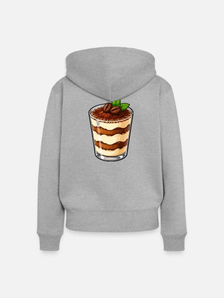 Tiramisu im Glas Kaffeecreme - Frauen Premium Bio Zip Hoodie - Grau meliert