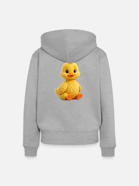 Sonneniger Entlein-Plüsch-Charme - Frauen Premium Bio Zip Hoodie - Grau meliert