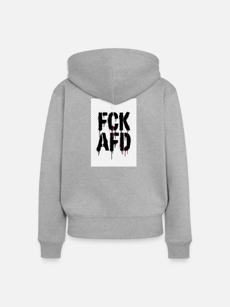 FCK AFD – Stencil Statement gegen Rechts - Frauen Premium Bio Zip Hoodie - Grau meliert