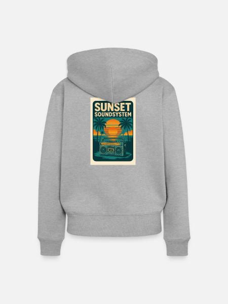 Sunset Soundsystem - Frauen Premium Bio Zip Hoodie - Grau meliert