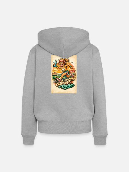 Renngeist: Fast da. - Frauen Premium Bio Zip Hoodie - Grau meliert