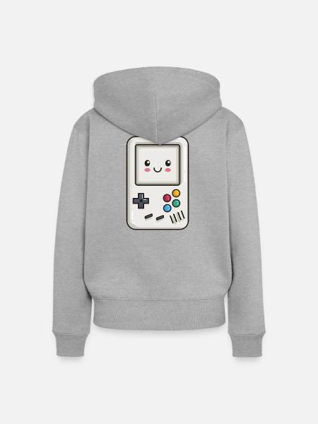 Niedliche Spielkonsole - Frauen Premium Bio Zip Hoodie - Grau meliert