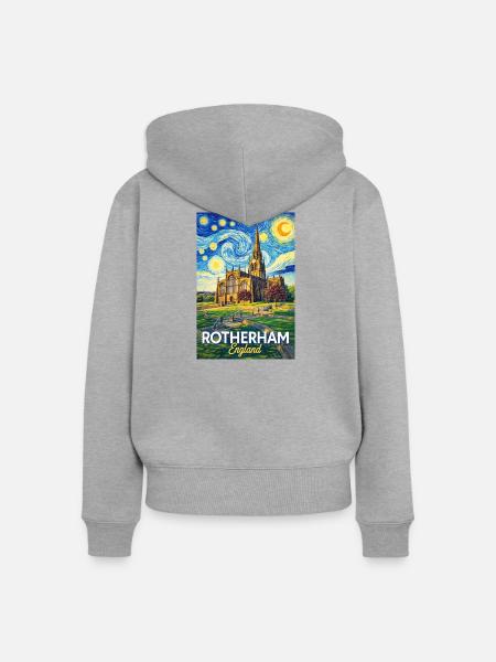 Rotherham England Minster Sternennacht - Frauen Premium Bio Zip Hoodie - Grau meliert