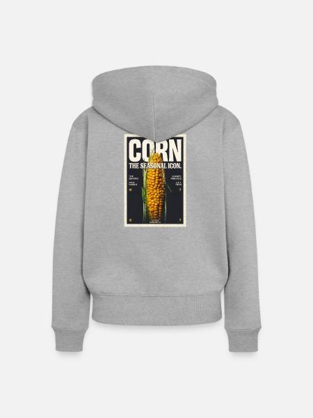 Mais: Das saisonale Symbol - Frauen Premium Bio Zip Hoodie - Grau meliert