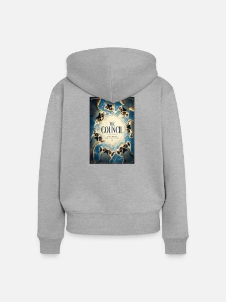 Der Eulenrat – Mystic Circle - Frauen Premium Bio Zip Hoodie - Grau meliert