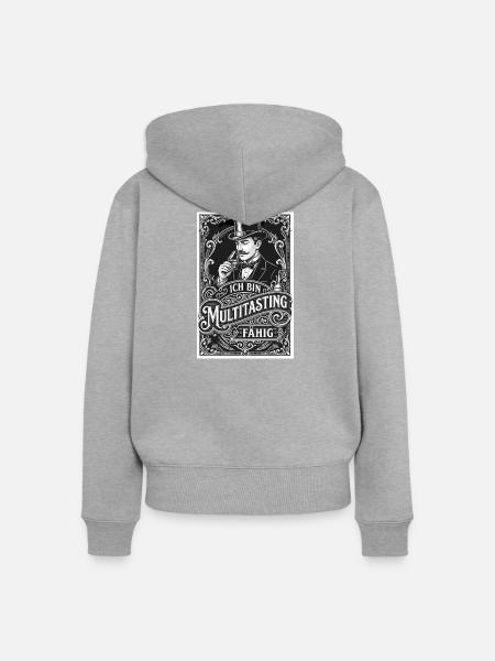 Whisky Ich bin Multitastingfähig - Frauen Premium Bio Zip Hoodie - Grau meliert