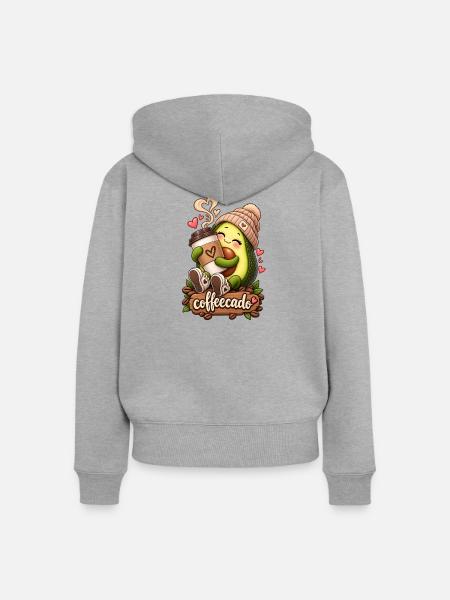 Avocado-Kaffee-Kuschel: coffeecado - Frauen Premium Bio Zip Hoodie - Grau meliert
