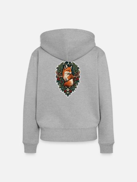 Heraldischer Fuchs des Waldes - Frauen Premium Bio Zip Hoodie - Grau meliert