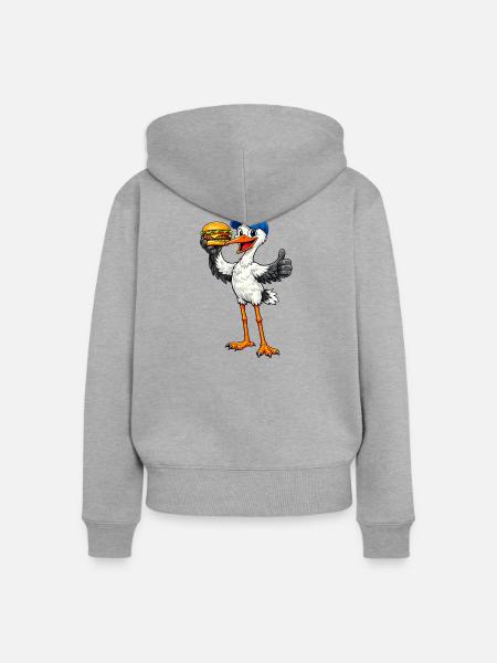 Storch mit Hamburger - Frauen Premium Bio Zip Hoodie - Grau meliert