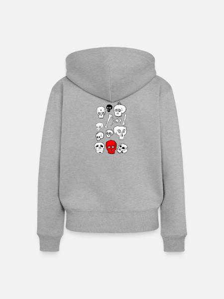 Skull-Design mit Farbkontrast - Frauen Premium Bio Zip Hoodie - Grau meliert