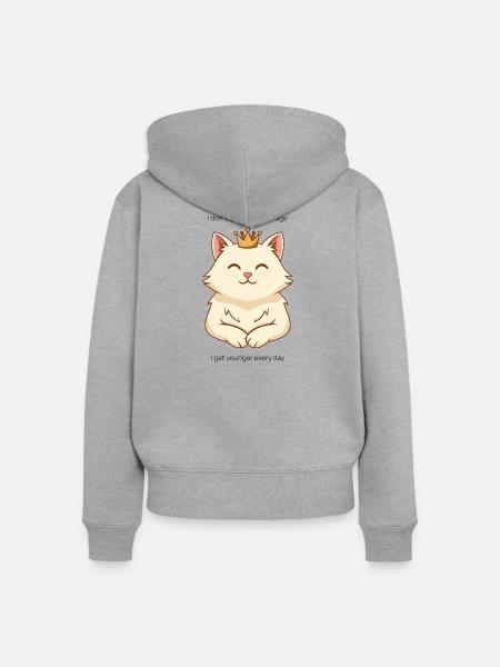 Kitty Queen: Younger every day! - Frauen Premium Bio Zip Hoodie - Grau meliert