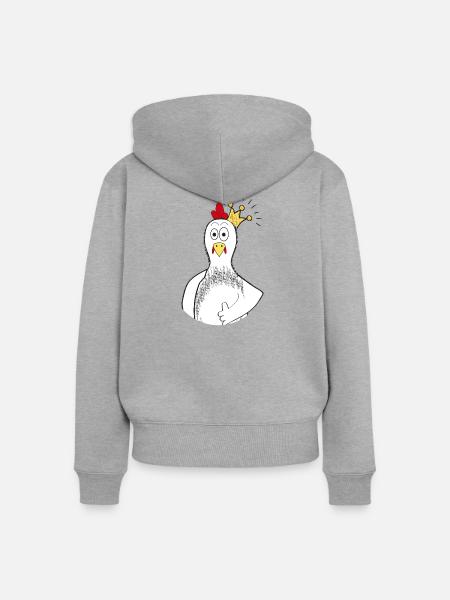 Huhn mit Krone - Frauen Premium Bio Zip Hoodie - Grau meliert