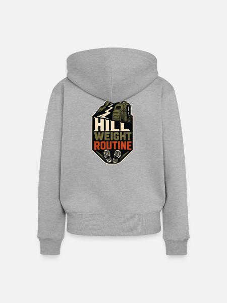 HILL WEIGHT ROUTINE - Frauen Premium Bio Zip Hoodie - Grau meliert