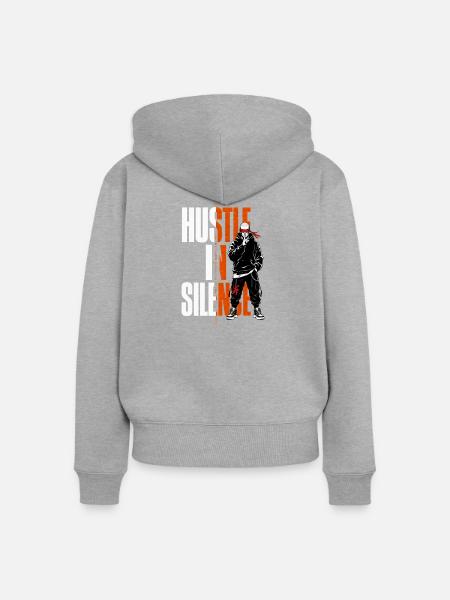 Hustle in Silence Graffiti - Frauen Premium Bio Zip Hoodie - Grau meliert