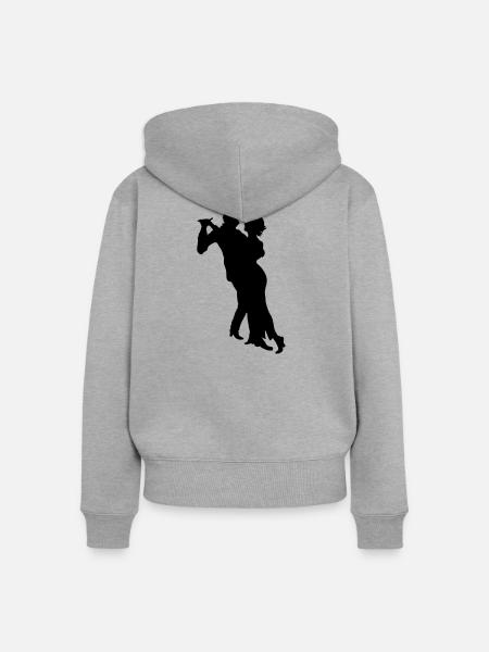 Tanzende, tanzende Paarschattenillustration - Frauen Premium Bio Zip Hoodie - Grau meliert