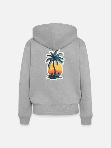 Palme - Frauen Premium Bio Zip Hoodie - Grau meliert