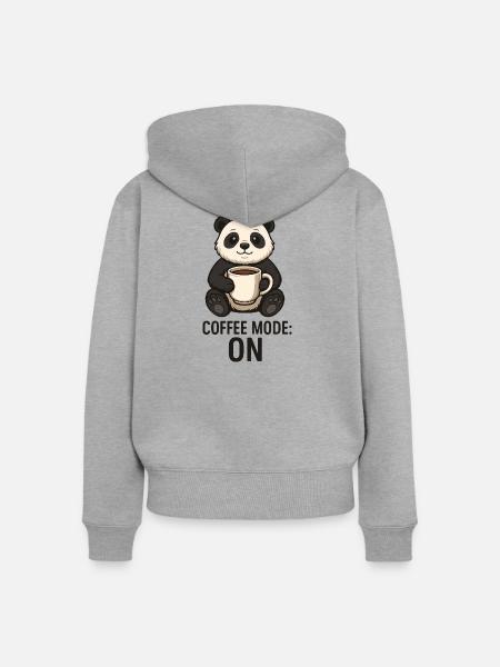 Kaffee Panda Modus An Tier Design - Frauen Premium Bio Zip Hoodie - Grau meliert