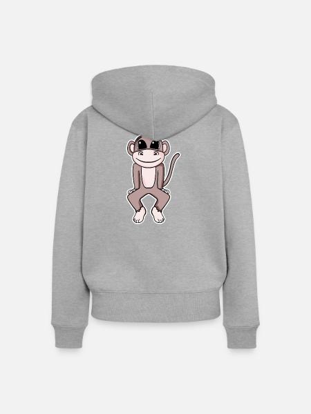 Niedlicher Affe Illustration - Frauen Premium Bio Zip Hoodie - Grau meliert