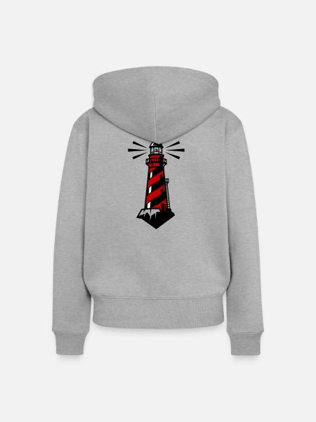 Leuchtturm Küste Symbol - Frauen Premium Bio Zip Hoodie - Grau meliert