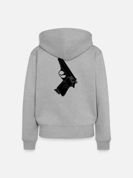 Pistole walther - Frauen Premium Bio Zip Hoodie - Grau meliert