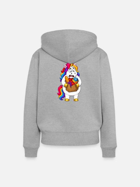 Ungeschickte Einhorn-Einkaufstüten-Katastrophe - Frauen Premium Bio Zip Hoodie - Grau meliert